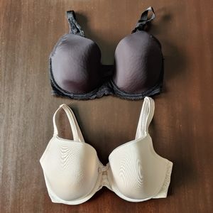 3/25$ 2 Triumph 32F (32DDD) Bras - Black and Light Pink/Nude